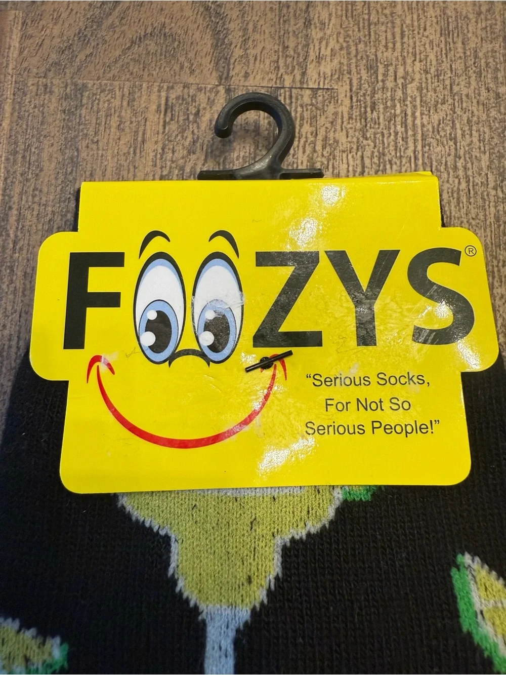 Foozys Fun Cocktail Socks Black Martini Lime Novelty Socks Size 9-11 NWT